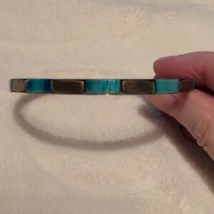 Vintage Turquoise and Brass Bangle Bracelet.